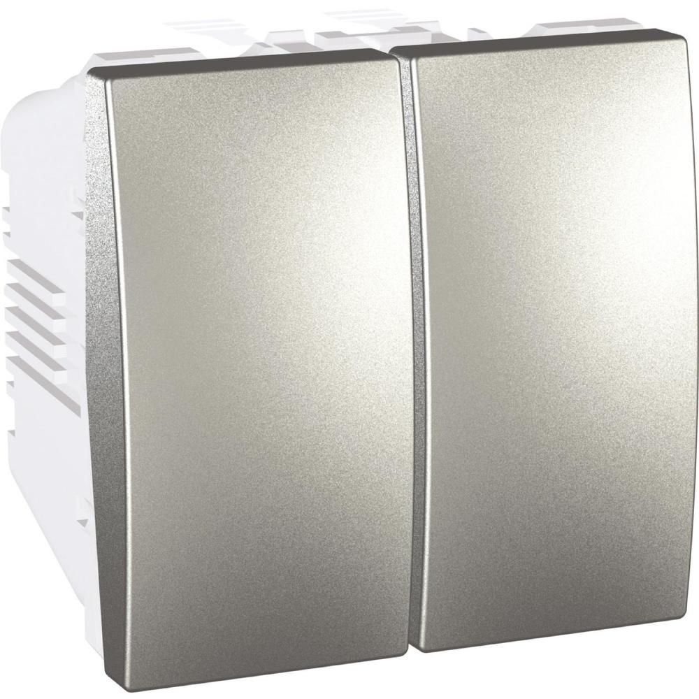 Unica - Přepínač dvojitý střídavý, řazení 6+6 (5b), Aluminium