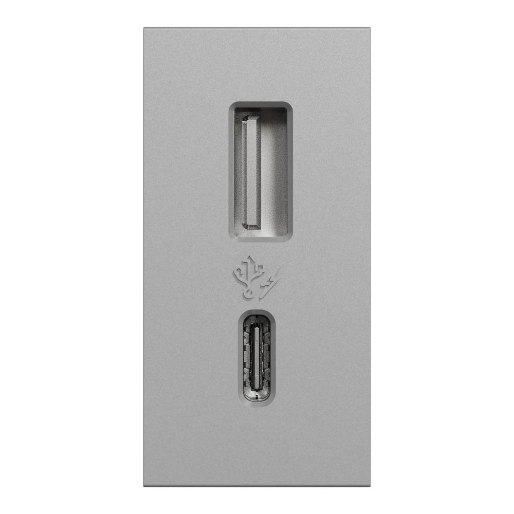 Unica - Dvojitý nabíjecí USB konektor A+C 2.4A, 1M, Aluminium