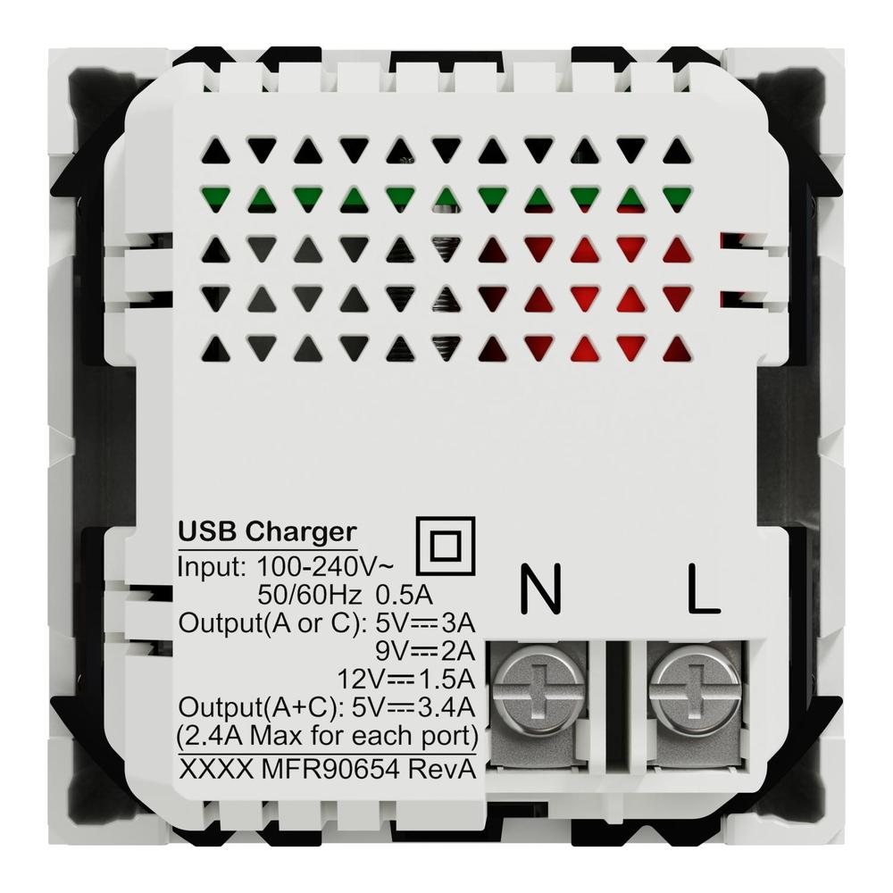 Unica - Dvojitý nabíjecí USB konektor A+C 18W, 2.4A, 2M, Bílý
