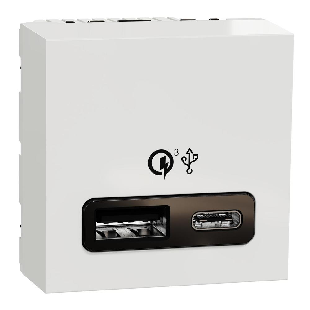 Unica - Dvojitý nabíjecí USB konektor A+C 18W, 2.4A, 2M, Bílý