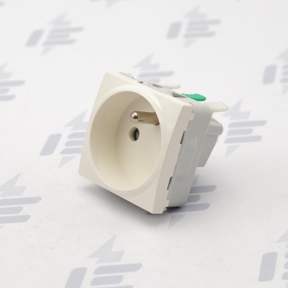 MGU3.059.25 Unica - Zásuvka 230V/16A, 2P+PE, clonky, bezšroubová, Marfil