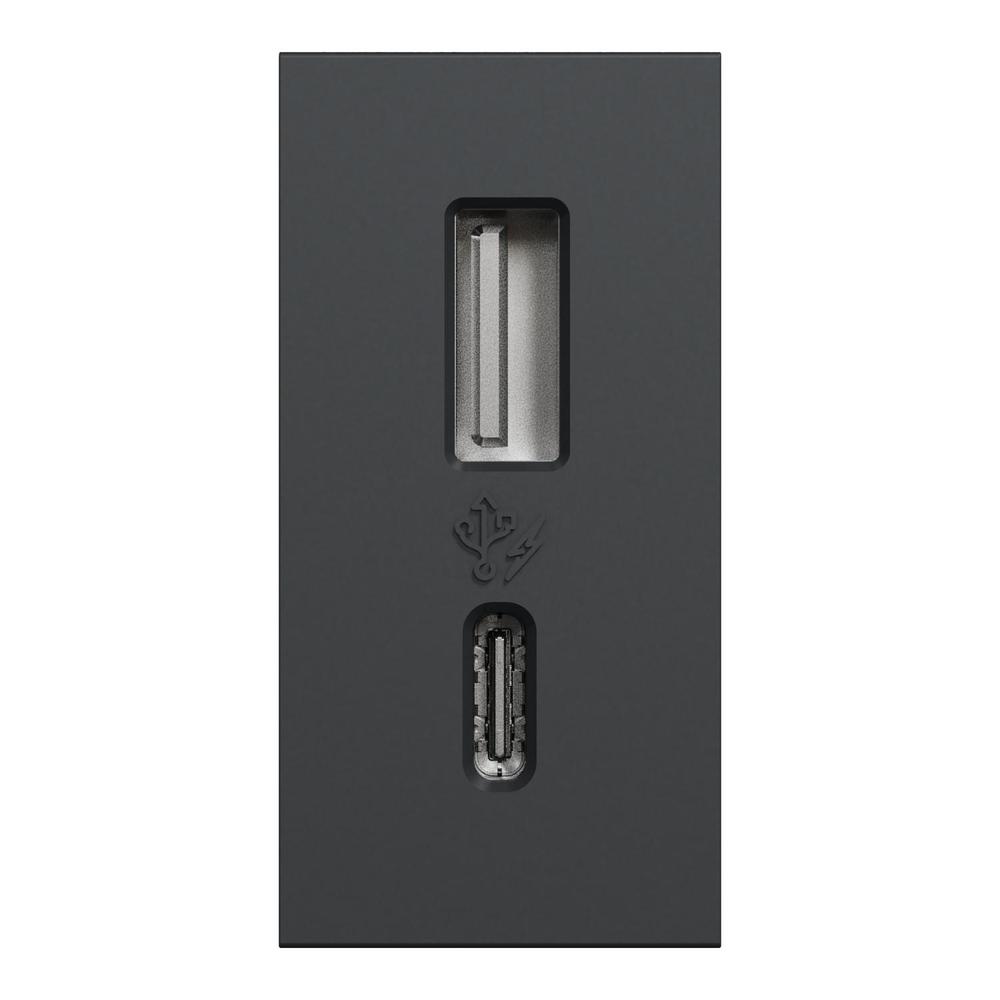 Unica - Dvojitý nabíjecí USB konektor A+C 2.4A, 1M, Antracit