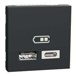 NU301854 Unica - Dvojitý nabíjecí USB konektor A+C 2.4A, 2M, Antracit
