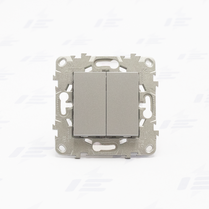 NU321330 Unica - Přepínač dvojitý střídavý řazení 6+6 (5b), Aluminium