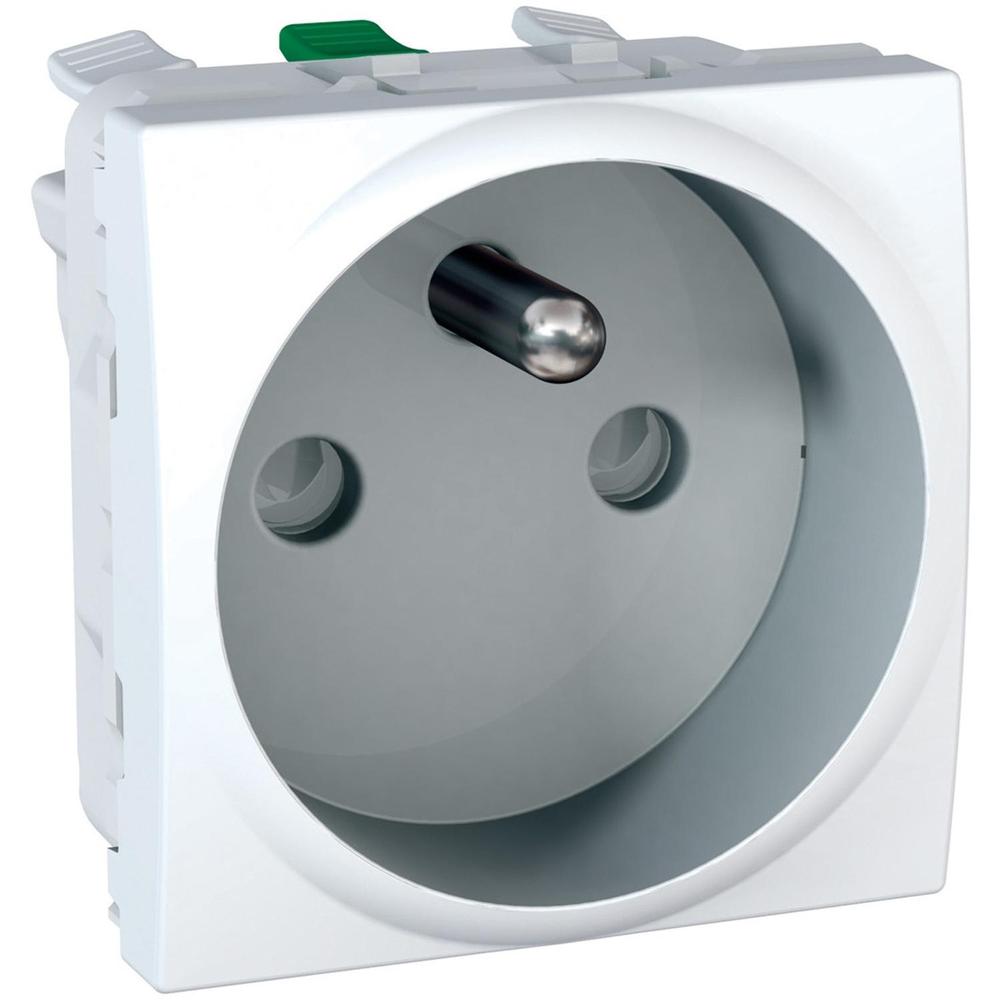 Unica - Zásuvka 230V/16A, 2P+PE, clonky, bezšroubová, Polar