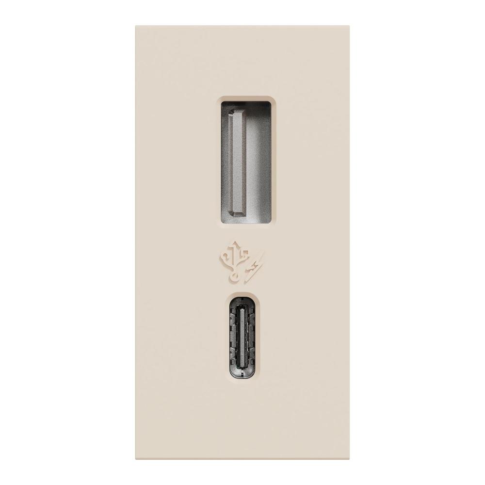 Unica - Dvojitý nabíjecí USB konektor A+C 2.4A, 1M, Béžový