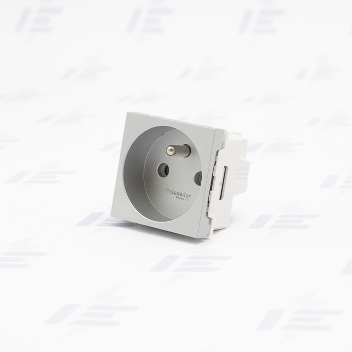 NU303930E Unica - Zásuvka 250V/16A 2P+E, clonky, šroubová, Aluminium