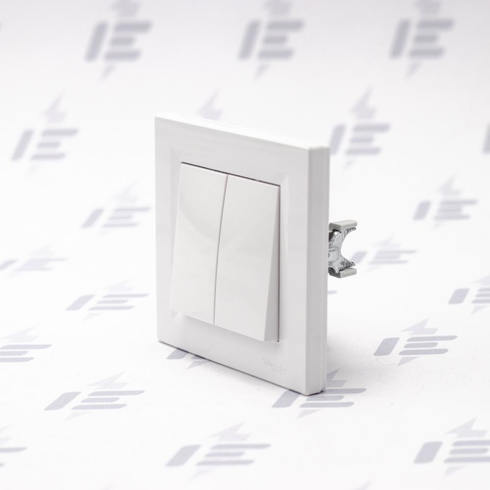 EPH1100121 Asfora - Tlačítkový ovládač dvojnásobný bezšroubový, bílá