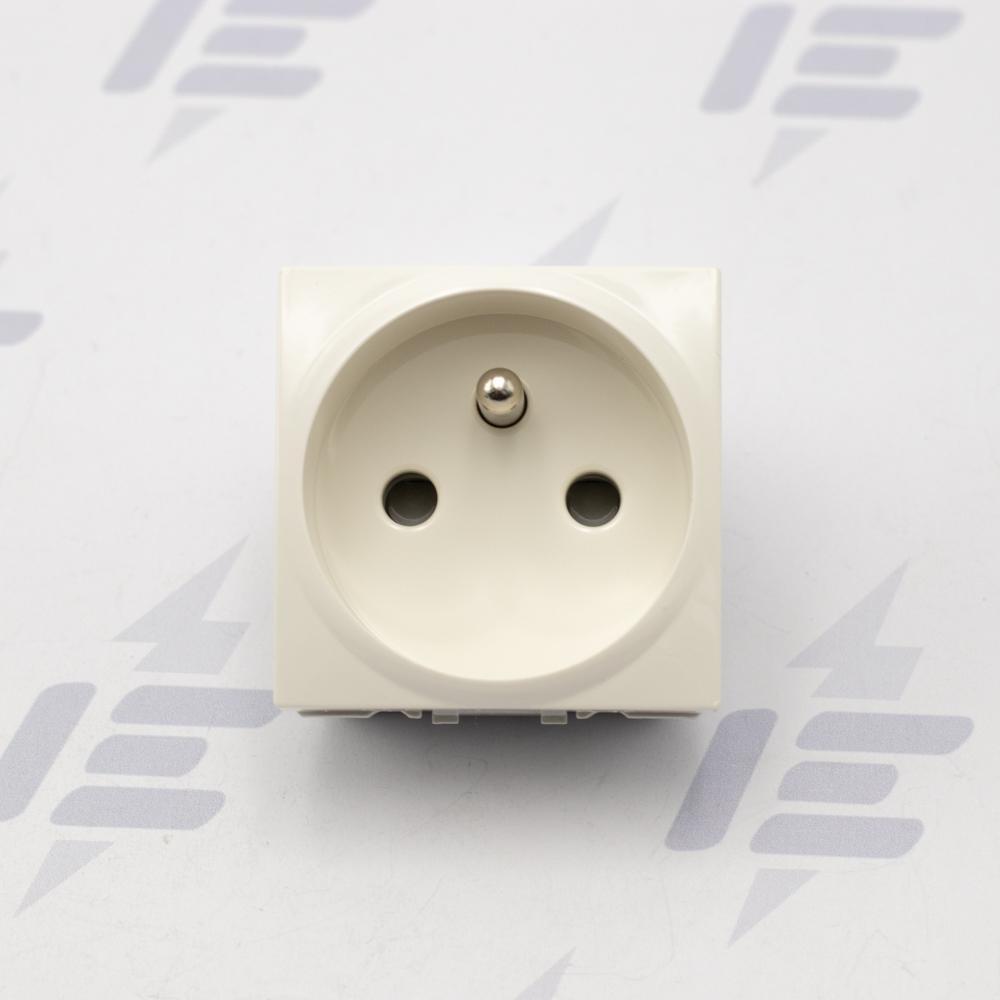 Unica - Zásuvka 230V/16A, 2P+PE clonky, šroubová, Marfil