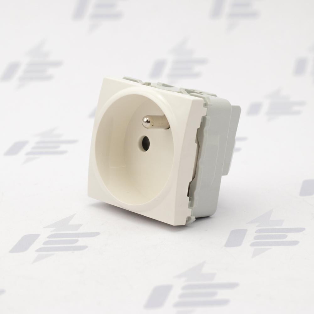 Unica - Zásuvka 230V/16A, 2P+PE clonky, šroubová, Marfil