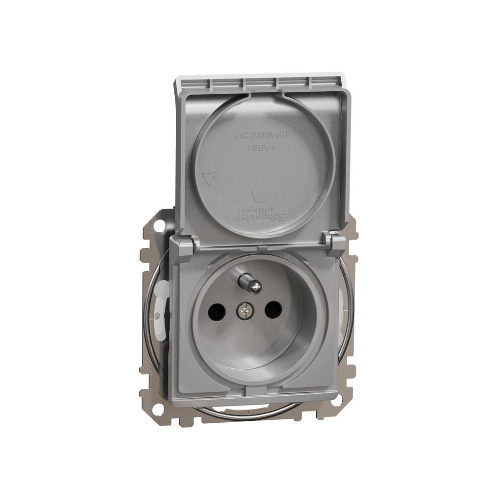 Sedna D/E - Zásuvka 230V 16A IP44 bezšroubová, Aluminium