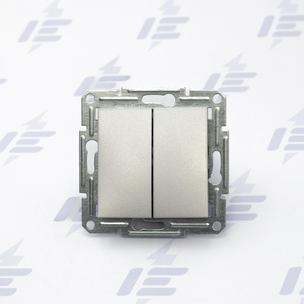 EPH1100161 Asfora - Tlačítkový ovládač dvojnásobný bezšroubový, alu