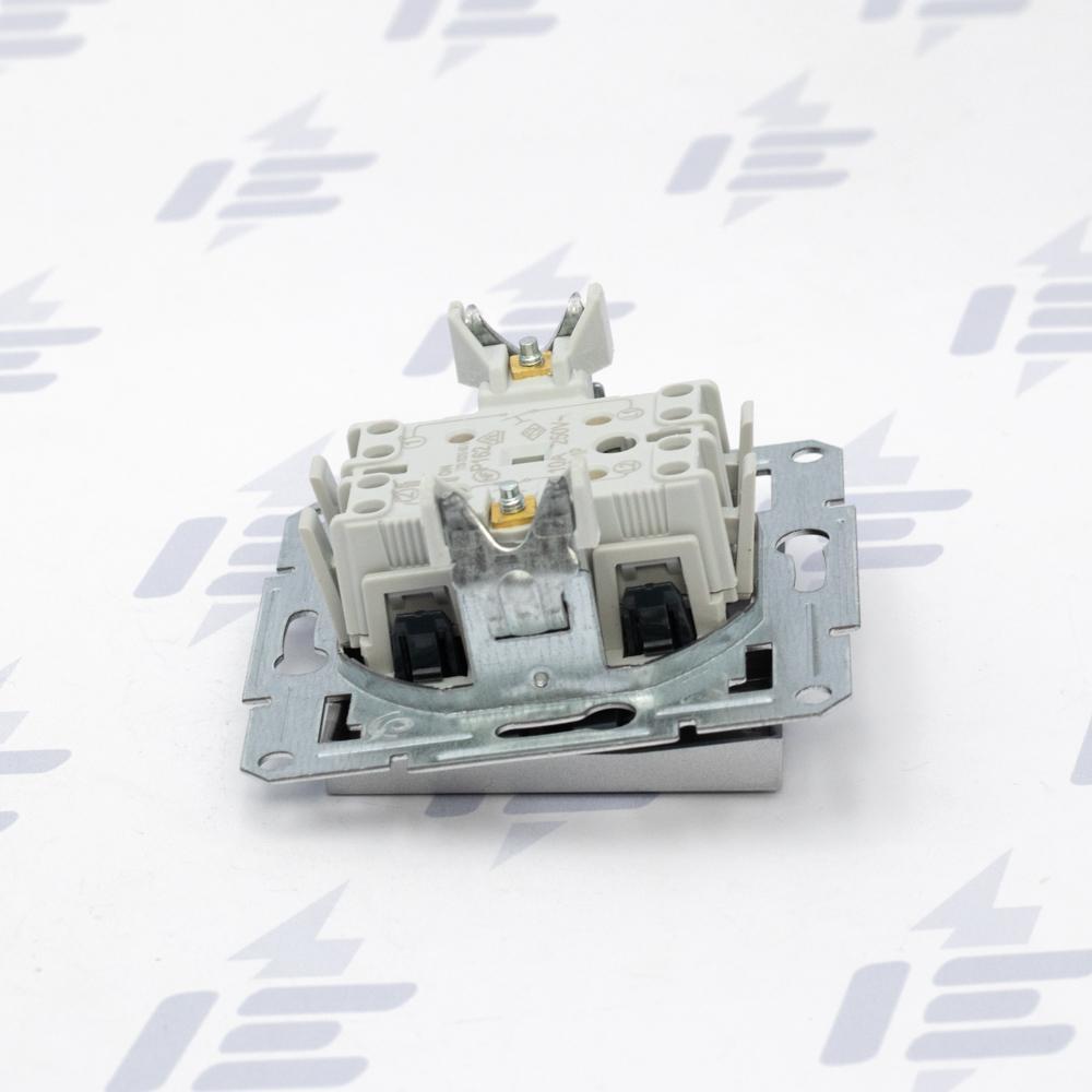 EPH1100161 Asfora - Tlačítkový ovládač dvojnásobný bezšroubový, alu