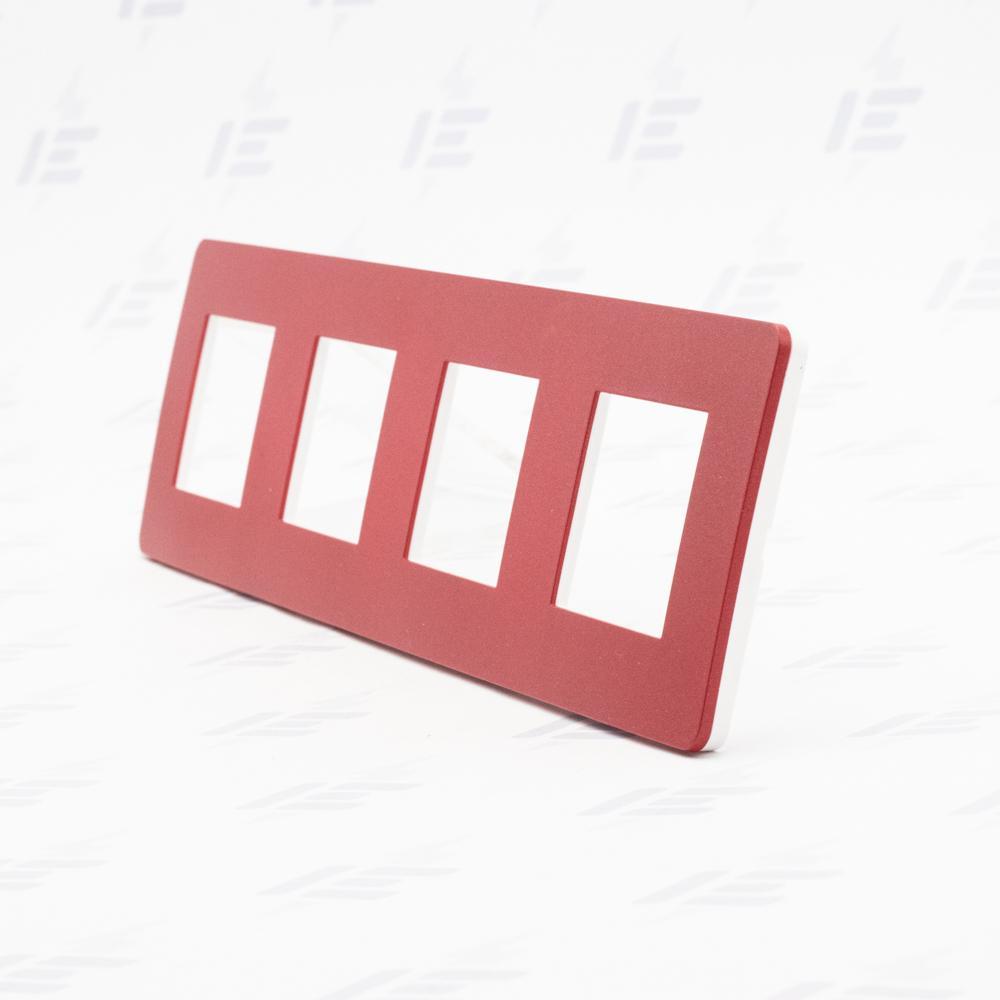 NU280813 Unica Studio Color - Krycí rámeček čtyřnásobný, Red/Bílý