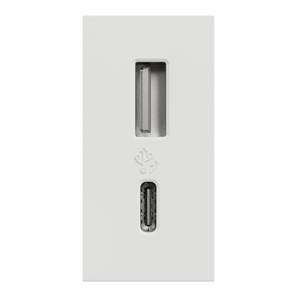 Unica - Dvojitý nabíjecí USB konektor A+C 2.4A, 1M, Bílý