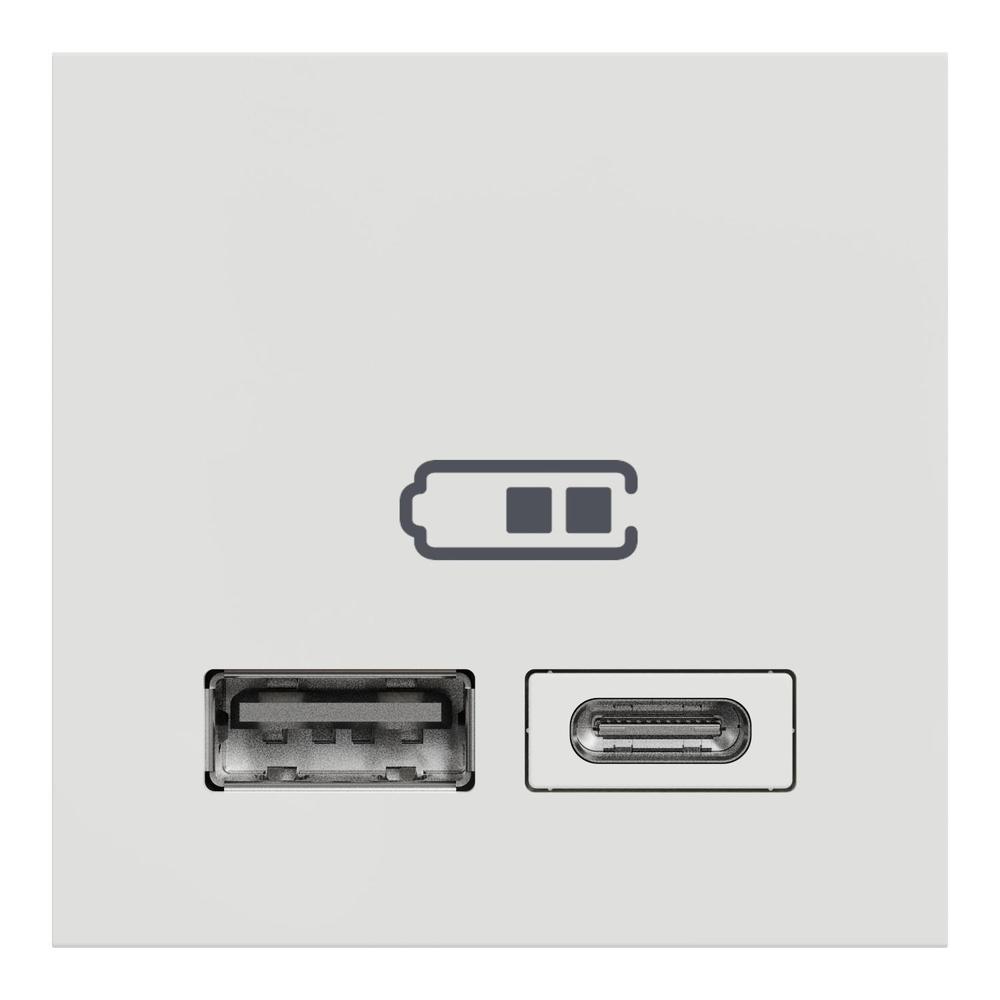 Unica - Dvojitý nabíjecí USB konektor A+C 2.4A, 2M, Bílý