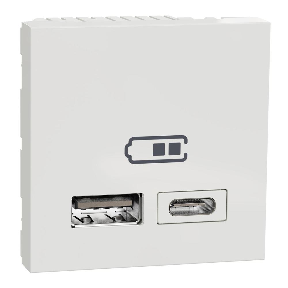 Unica - Dvojitý nabíjecí USB konektor A+C 2.4A, 2M, Bílý