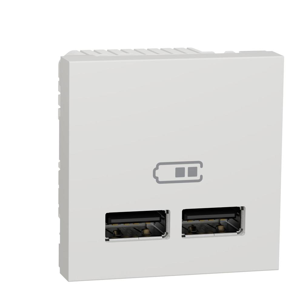 Unica - Dvojitý nabíjecí USB A+A konektor 2.1A, 2M, Bílý
