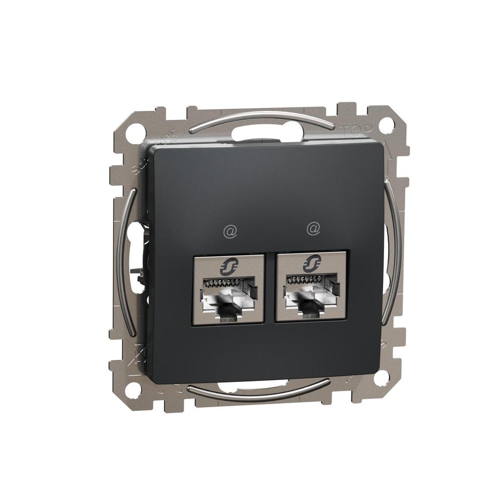 Sedna D/E - Datová zásuvka 2xRJ45 kat. 6A STP, Antracit