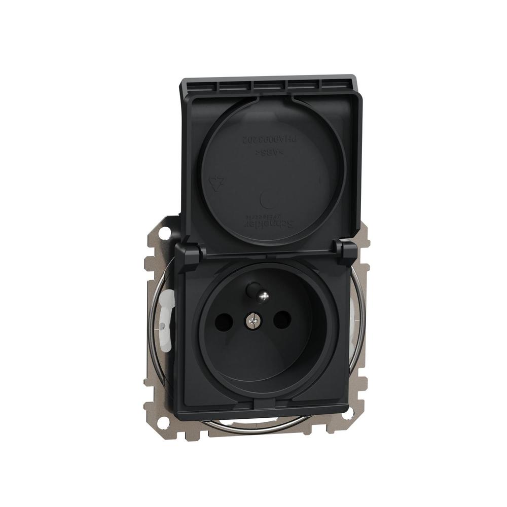 Sedna D/E - Zásuvka 230V 16A IP44 bezšroubová, Antracit