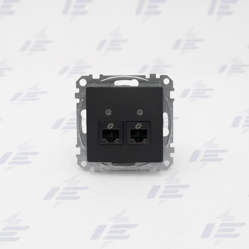 Sedna D/E - Datová zásuvka 2xRJ45 kat. 6 UTP, Antracit