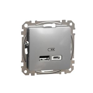 SDD113402 Sedna D/E - Dvojitá USB A+C nabíječka 2.4A, Aluminium