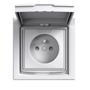 EPH2800321 Asfora - Zásuvka 2P+PE 250V 16A, clonky, IP44, bílá