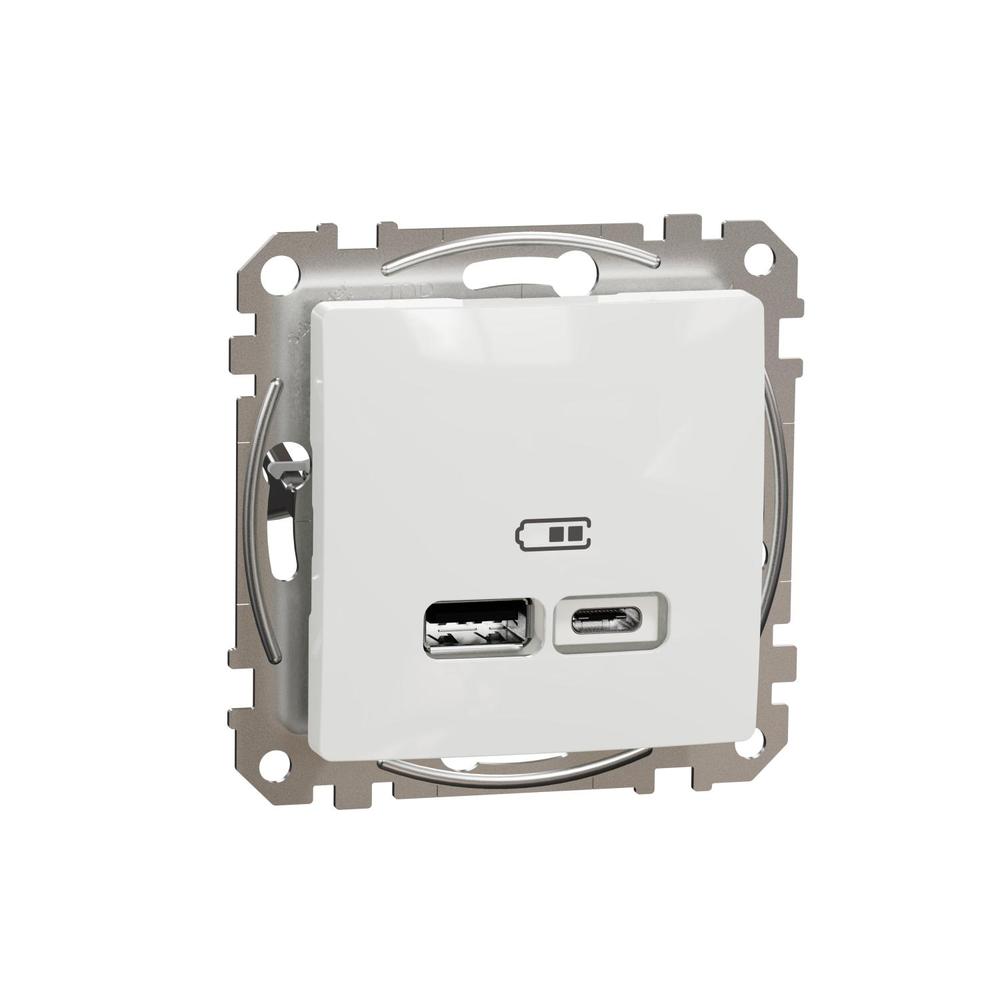 Sedna D/E - Dvojitá USB A+C nabíječka 2.4A, Bílá