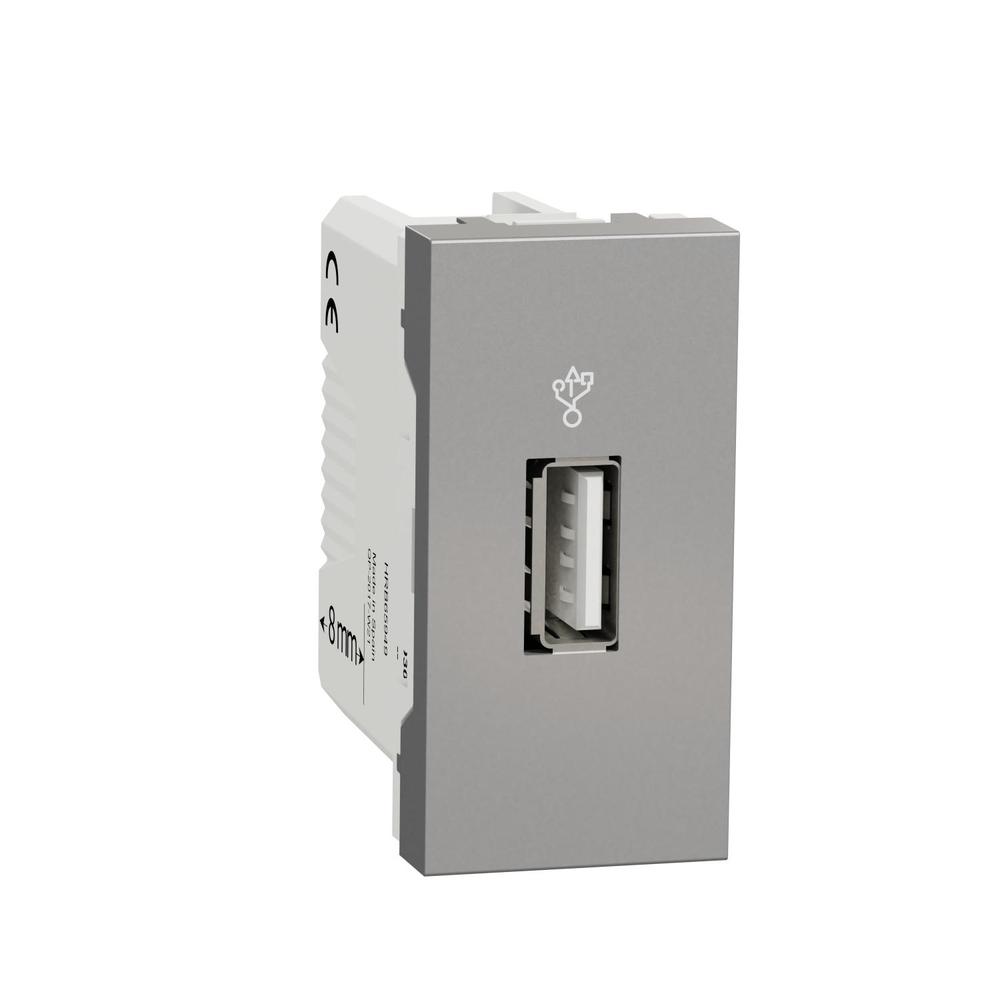 Unica - USB 2.0 datový konektor, 1M, Aluminium