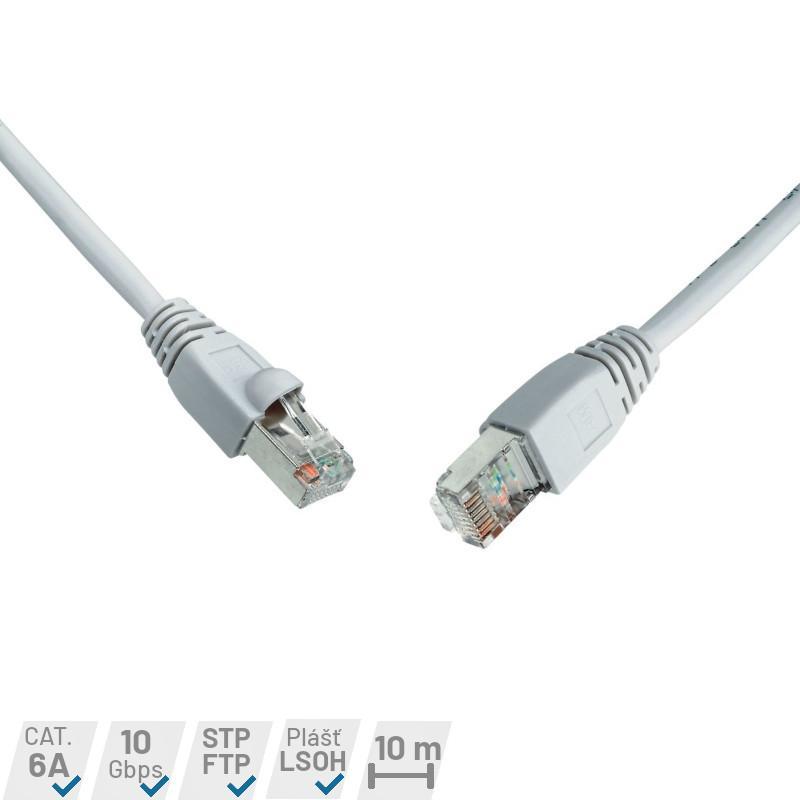 Patch kabel CAT6A SFTP LSOH 10m šedý non-snag-proof C6A-315GY-10MB
