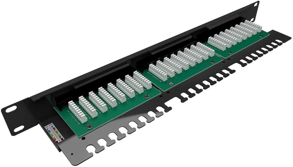 Patch panel Solarix 24 x RJ45 CAT5E UTP s vyvazovací lištou 1U SX24L-5E-UTP-BK-N