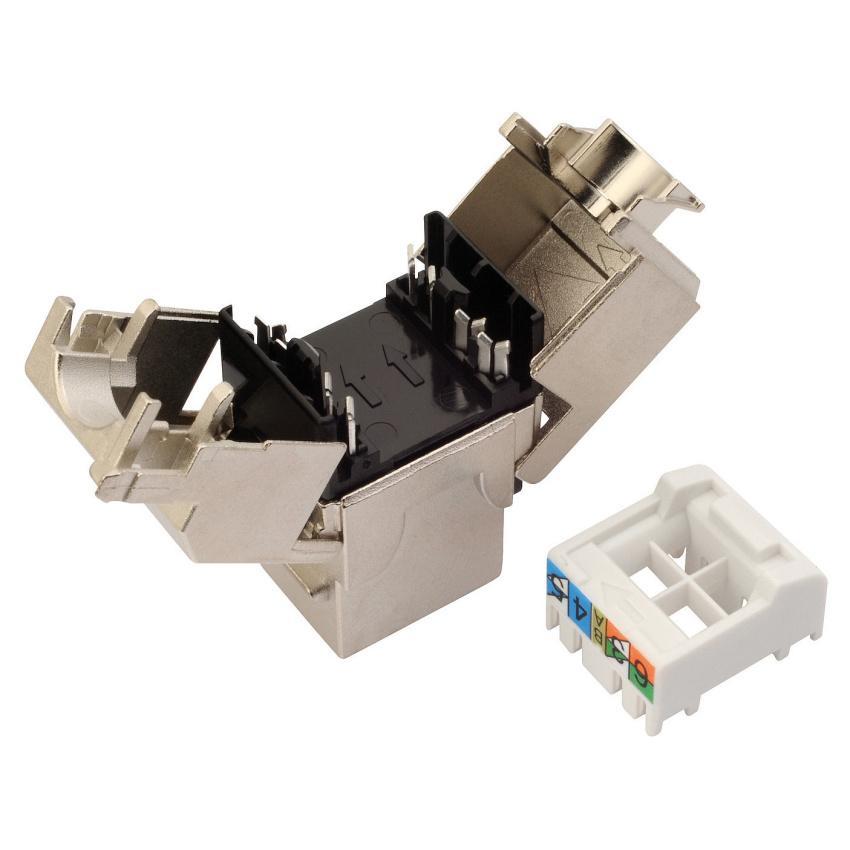 Samořezný keystone Solarix CAT6A STP RJ45 SXKJ-10G-STP-BK-SA Component Level a 4PPoE certifikace