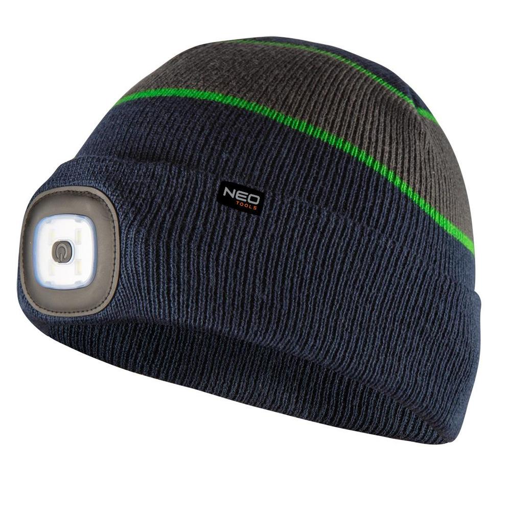 Cap with LED flashlight, navy blue-gray-green PREMIUM