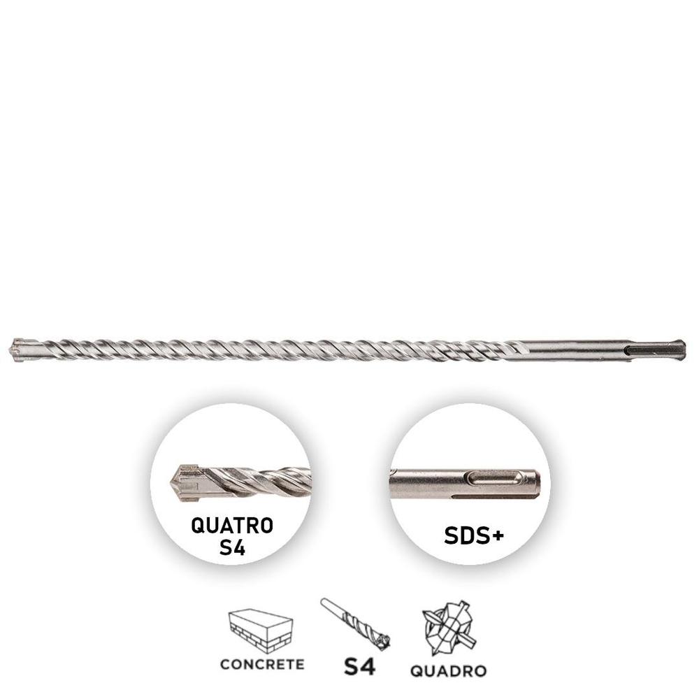 Vrták do betonu, SDS Plus, 12 x 260 mm, S4, Quatro