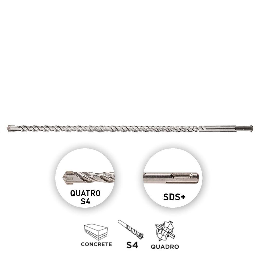 Vrták do betonu, SDS Plus, 12 x 310 mm, S4, Quatro