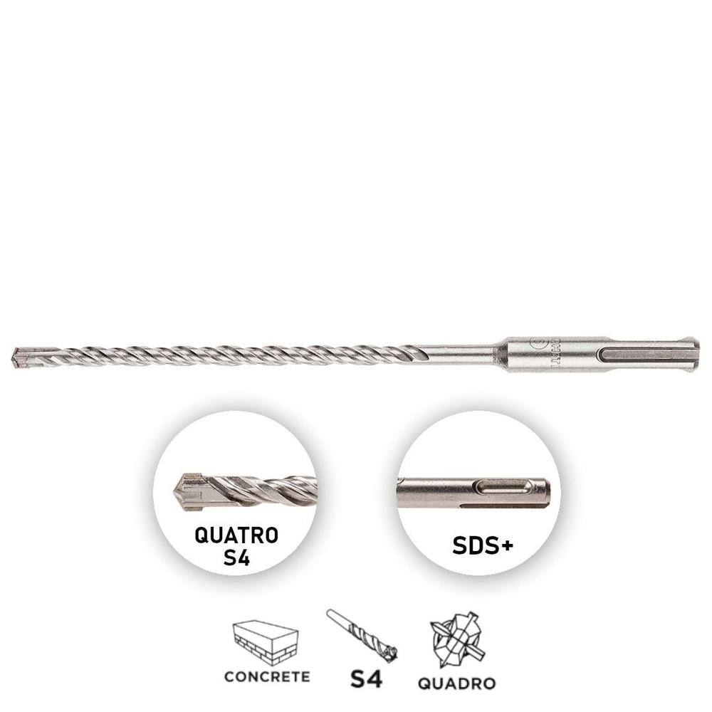 Vrták do betonu, SDS Plus, 6 x 210 mm, S4, Quatro