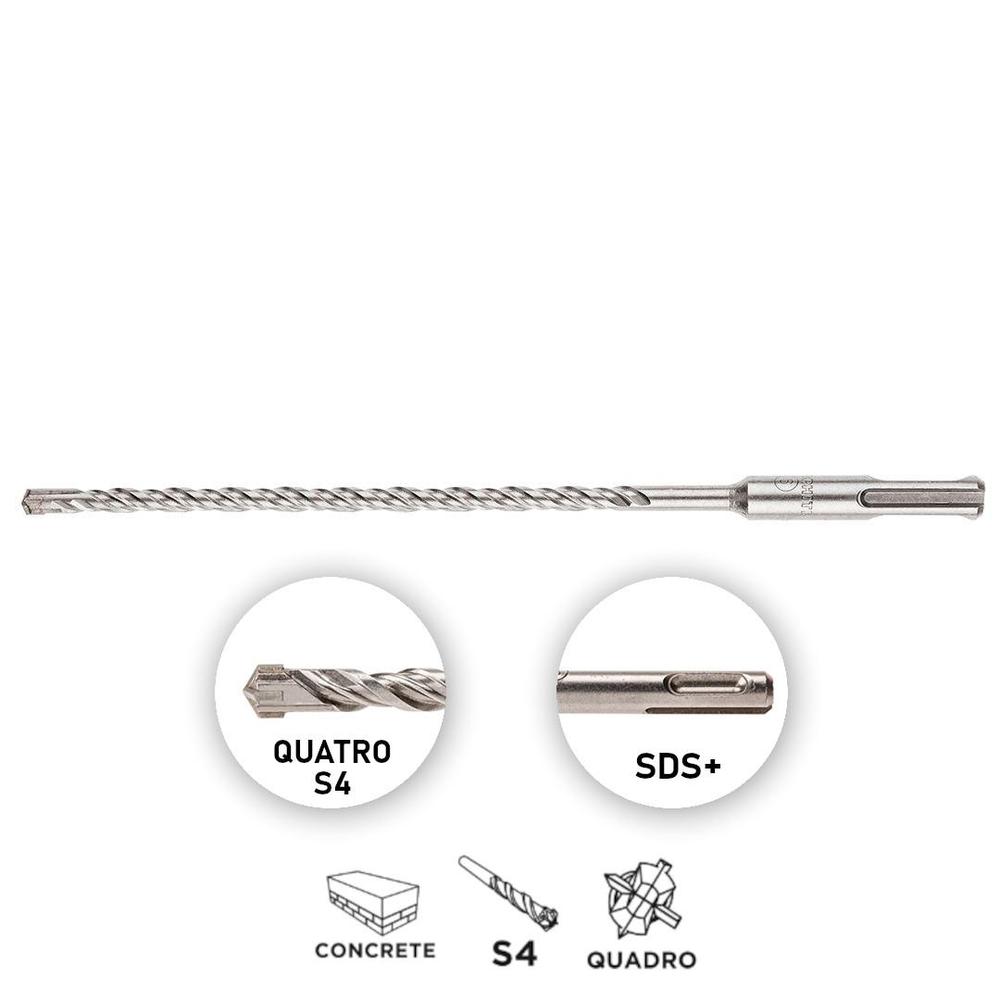 Vrták do betonu, SDS Plus, 6 x 260 mm, S4, Quatro