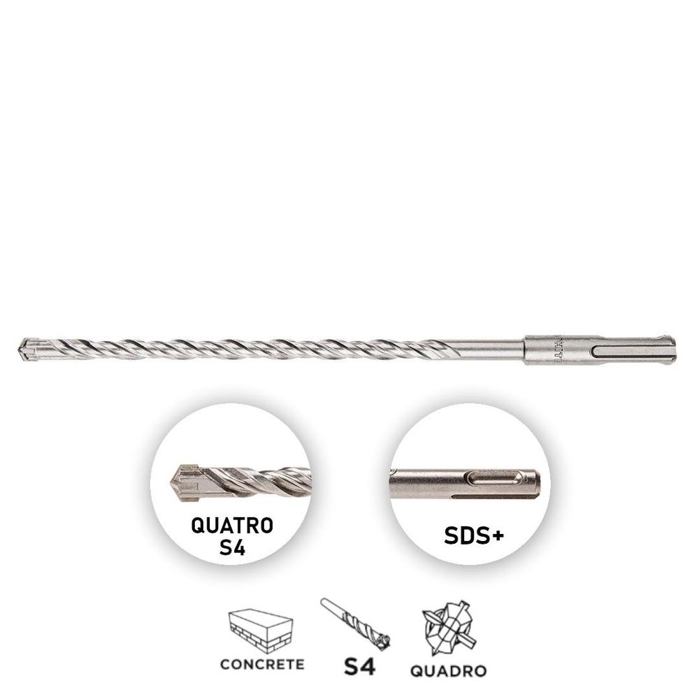 Vrták do betonu, SDS Plus, 8 x 210 mm, S4, Quatro