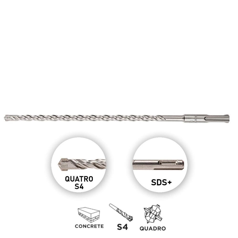 Vrták do betonu, SDS Plus, 8 x 260 mm, S4, Quatro