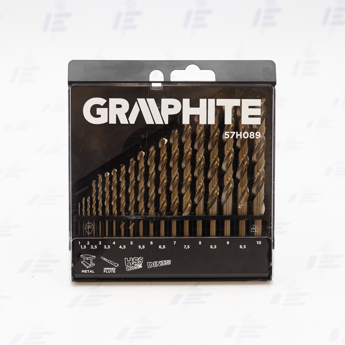 57H089 Vrták do kovu HSS-Co sada 1,0 - 10,0 mm, 19 ks 