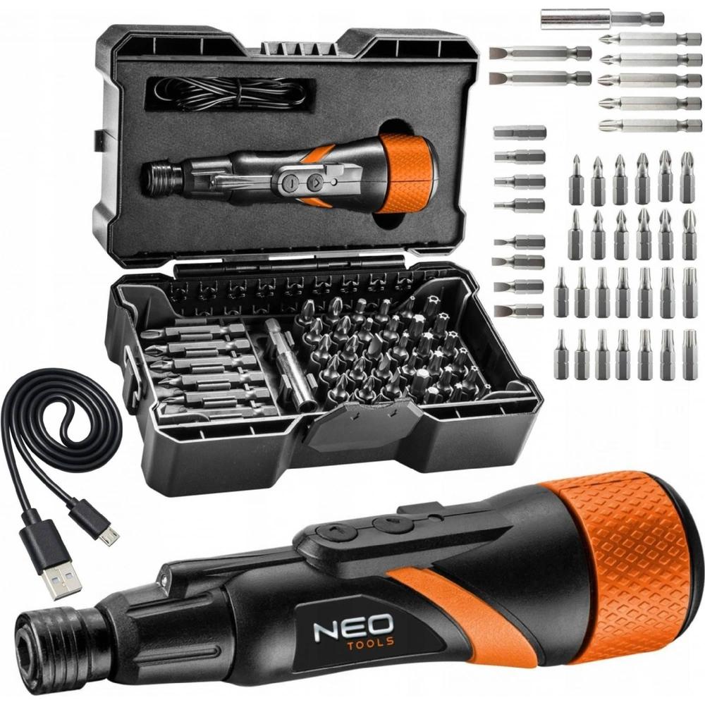 04-200 Akušroubovák micro-USB 3,6V Li-Ion, set 43 bitů CrV v boxu