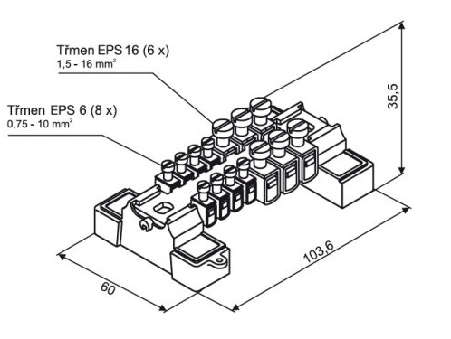 Ekvipotenciální svorkovnice EPS 3 bez krytu