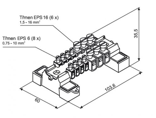 I226700 Ekvipotenciální svorkovnice EPS 3 bez krytu