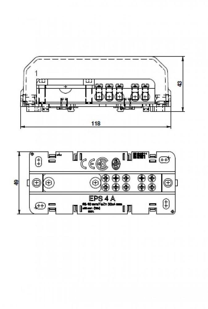 I228407 Ekvipotenciální svorkovnice EPS 4 A s krytem šedá