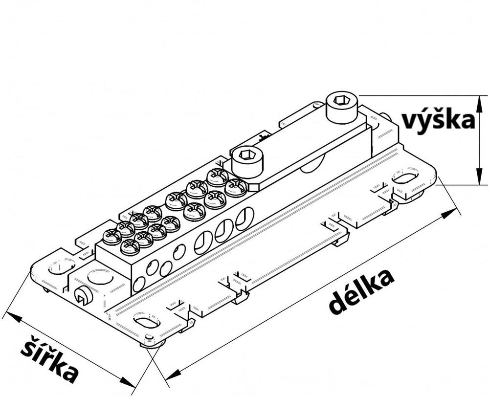 Ekvipotenciální svorkovnice EPS 4 A s krytem šedá