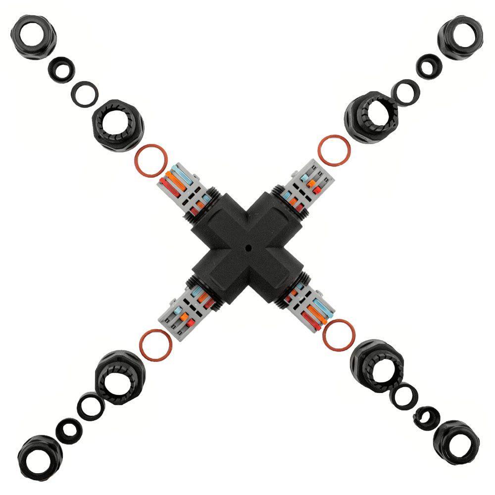 Kabelová spojka IP68, typ X, 3x2,5mm2; 250V, 16A, bezšroubová rychlosvorka