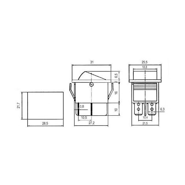 Přepínač 2p./4pin ON-OFF 250V/15zel.02620028