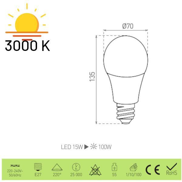 GXDS129 DAISY LED A70  15W E27 WW