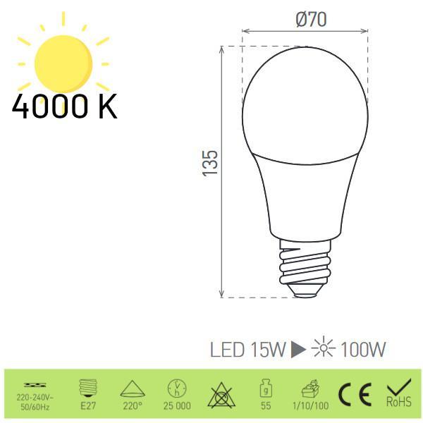 DAISY LED A70  15W E27 NW