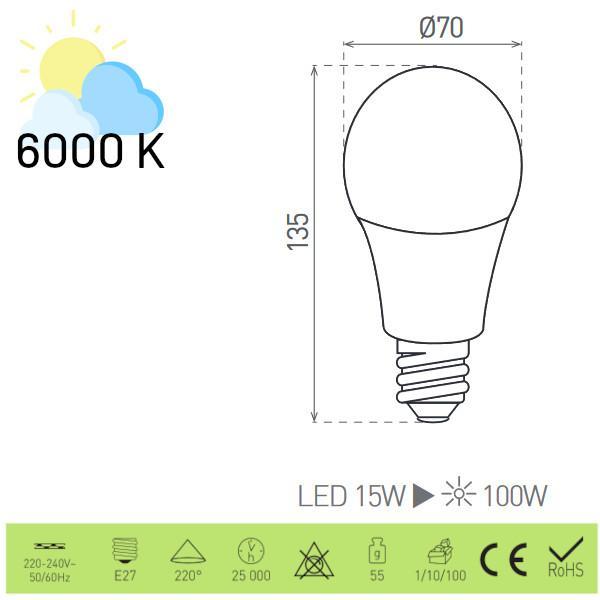 GXDS131 DAISY LED A70  15W E27 CW